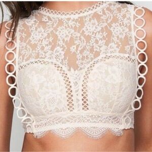 VICTORIA'S SECRET Bralette XL Dream Angels Lace Crop Top Ivory Fairy Sexy